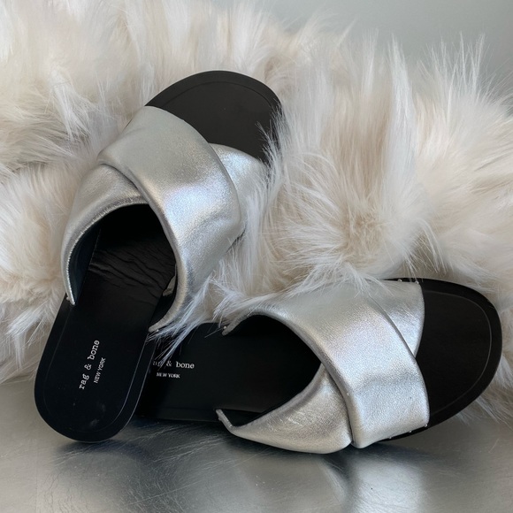 Rag and Bone Keaton Metallic Flat Slide Sandals - Picture 10 of 10